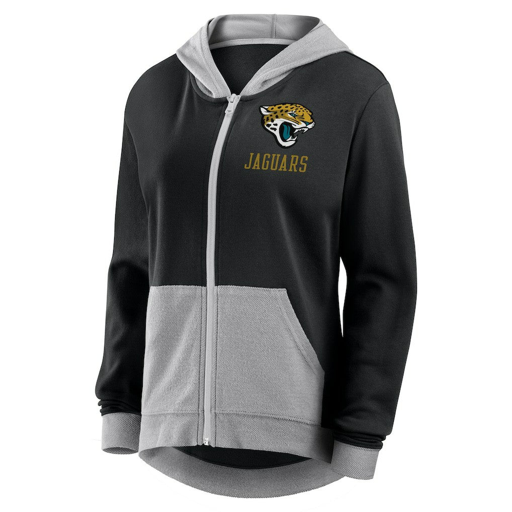 Jacksonville Jaguars Logo Athletic Women's Hit It French Terry Full-Zip Hoodie - Black - NFL