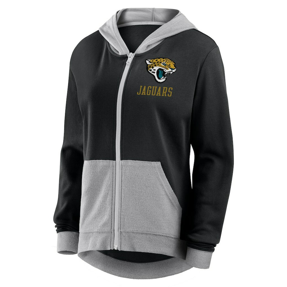 Jacksonville Jaguars Logo Athletic Women's Hit It French Terry Full-Zip Hoodie - Black - NFL