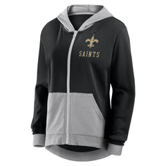 New Orleans Saints Logo Athletic Women's Hit It French Terry Full-Zip Hoodie - Black - NFL
