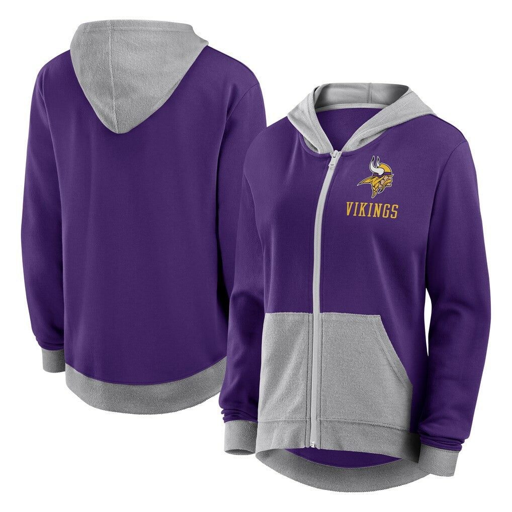 Minnesota Vikings Logo Athletic Women's Hit It French Terry Full-Zip Hoodie - Purple - NFL
