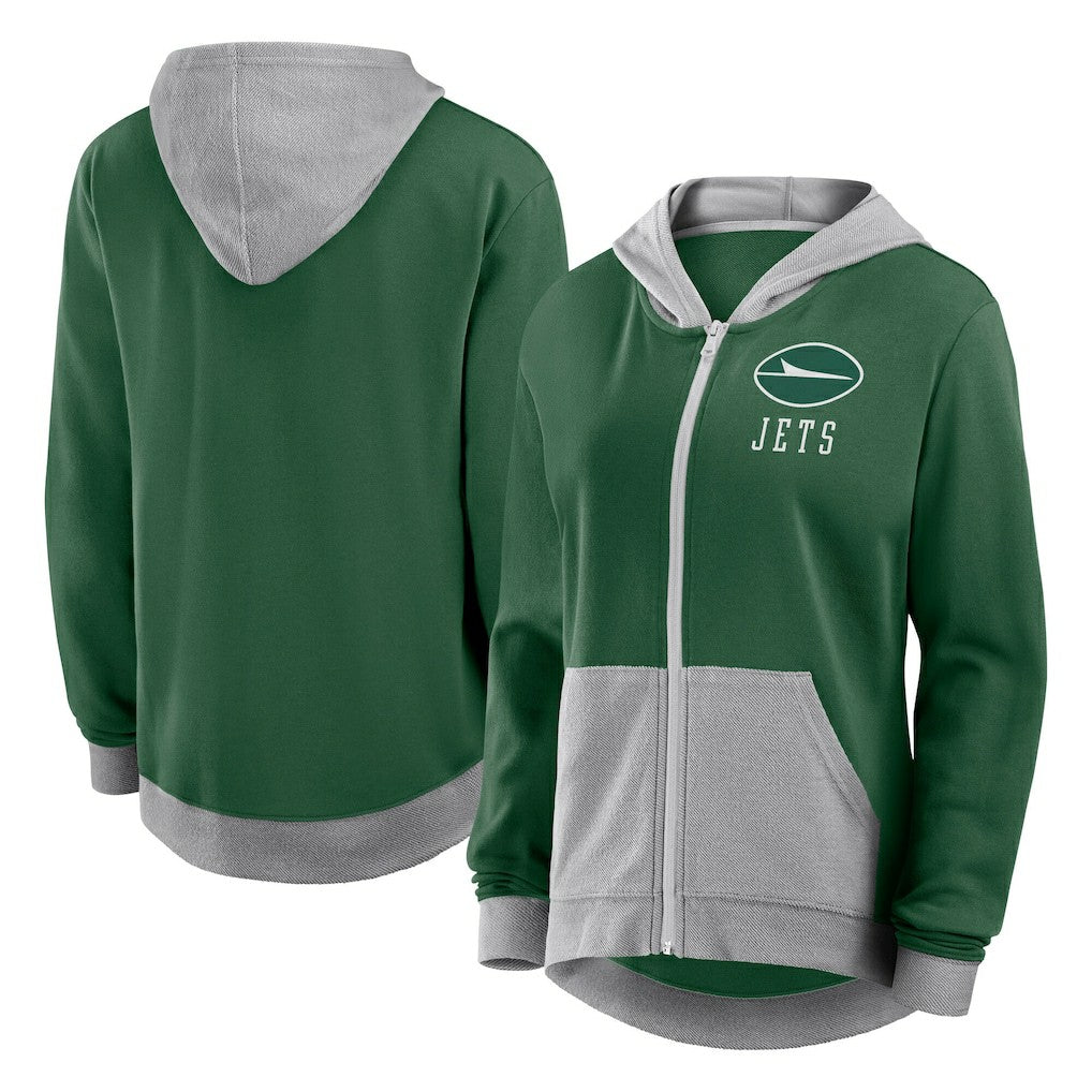 New York Jets Logo Athletic Women's Hit It French Terry Full-Zip Hoodie - Green - NFL