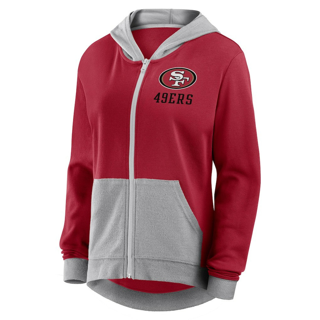 San Francisco 49ers Logo Athletic Women's Hit It French Terry Full-Zip Hoodie - Scarlet - NFL