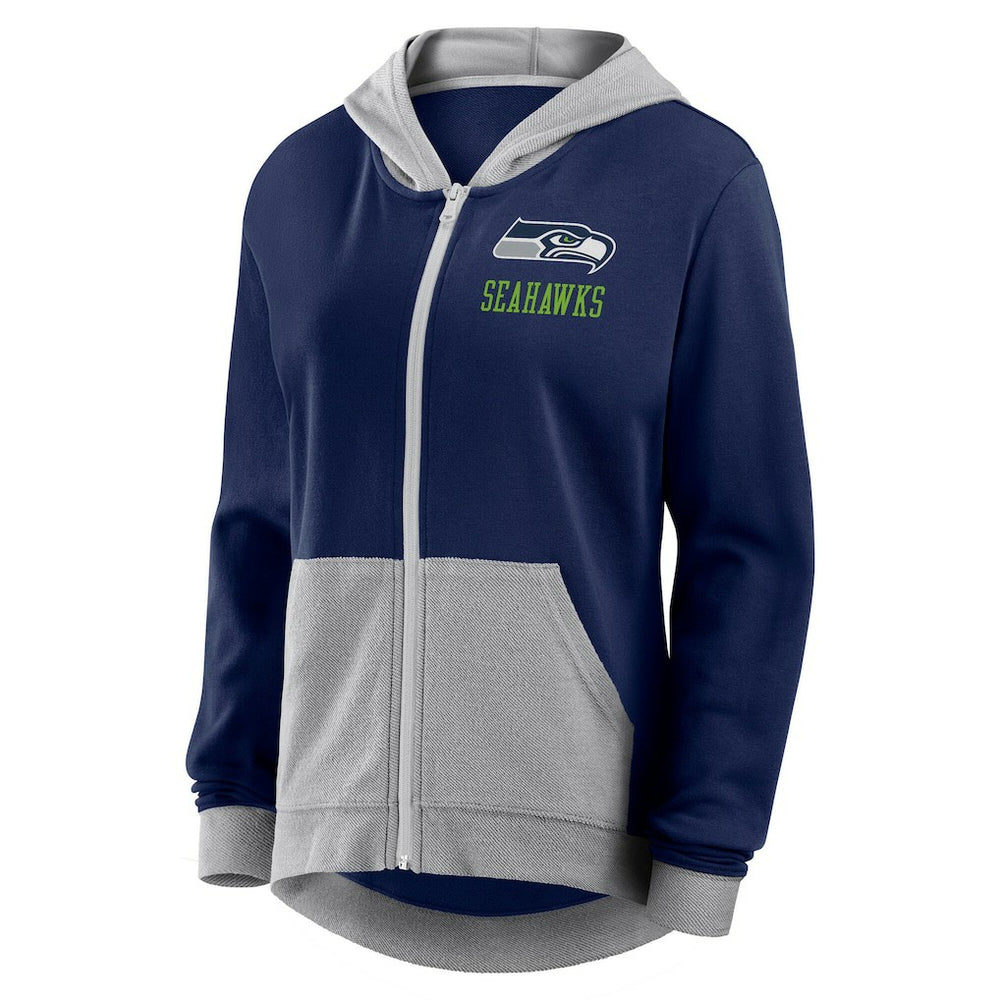 Seattle Seahawks Logo Athletic Women's Hit It French Terry Full-Zip Hoodie - College Navy - NFL