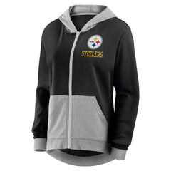 Pittsburgh Steelers Logo Athletic Women's Hit It French Terry Full-Zip Hoodie - Black - NFL
