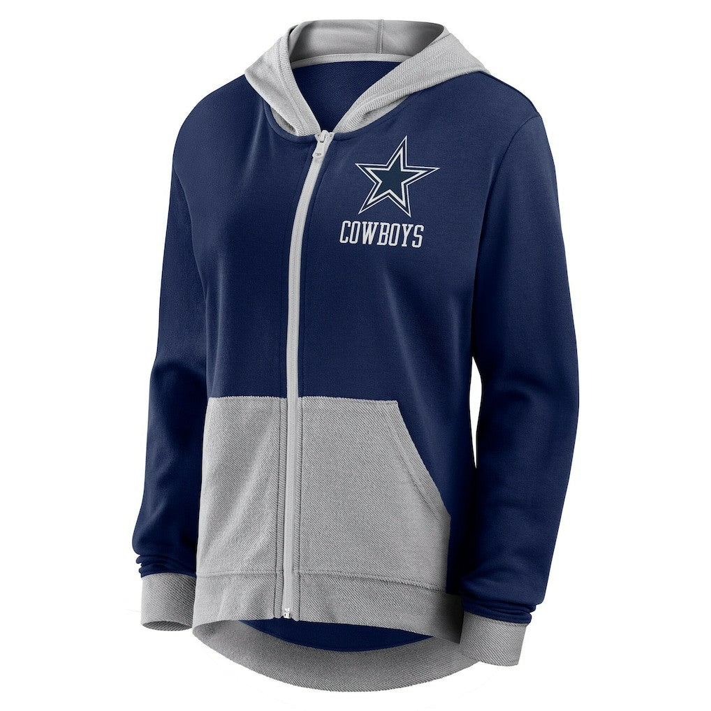 Dallas Cowboys Logo Athletic Women's Hit It French Terry Full-Zip Hoodie - Navy - NFL