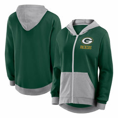 Green Bay Packers Logo Athletic Women's Hit It French Terry Full-Zip Hoodie - Green - NFL