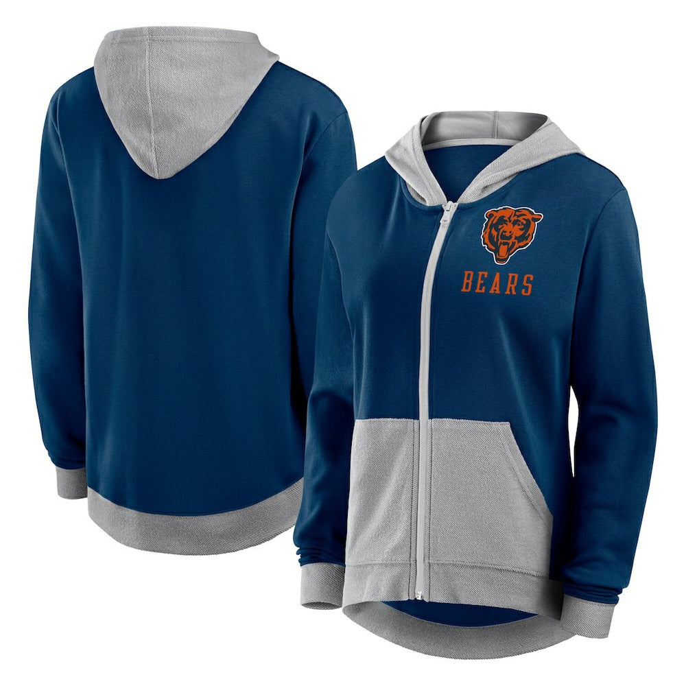 Chicago Bears Logo Athletic Women's Hit It French Terry Full-Zip Hoodie - Navy - NFL