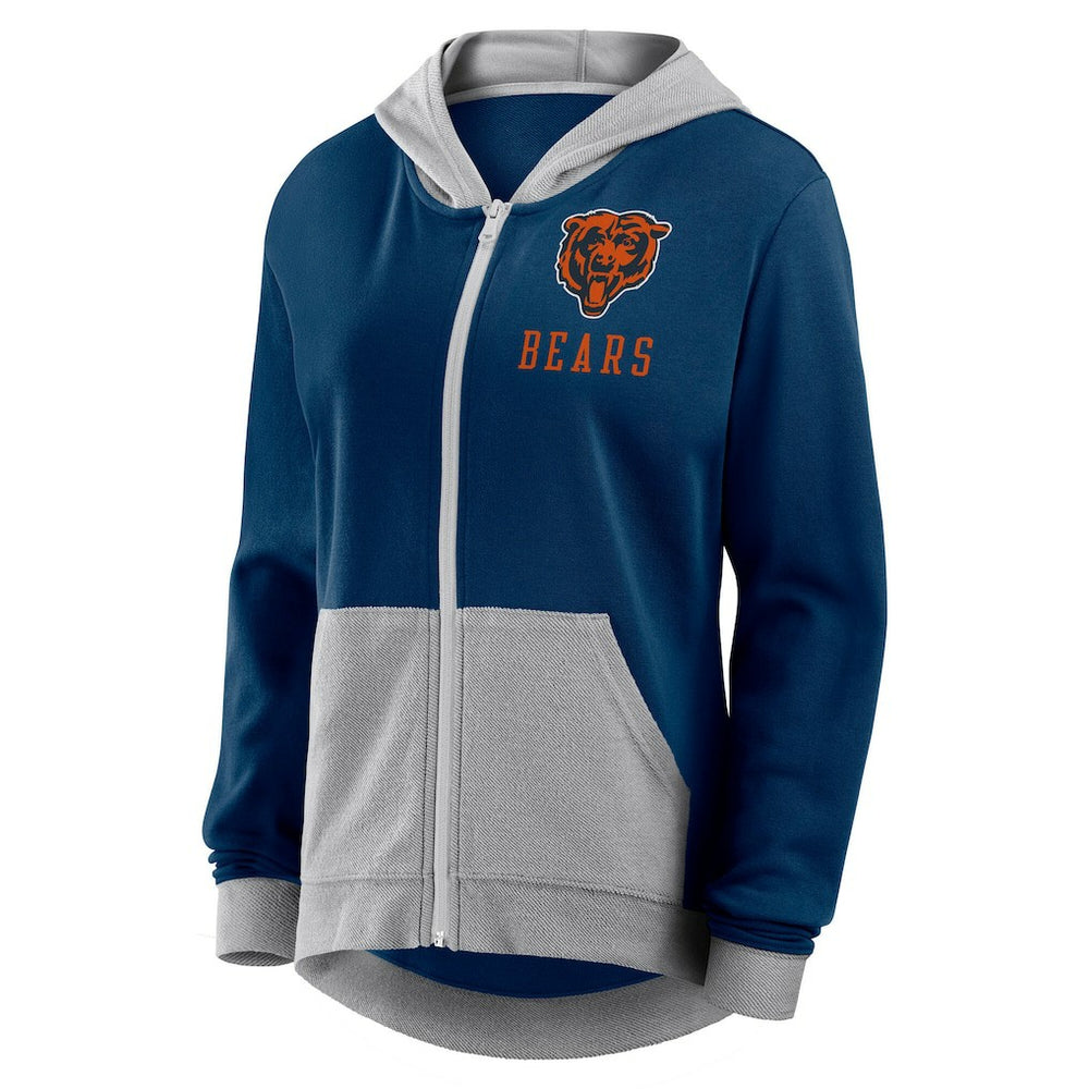 Chicago Bears Logo Athletic Women's Hit It French Terry Full-Zip Hoodie - Navy - NFL