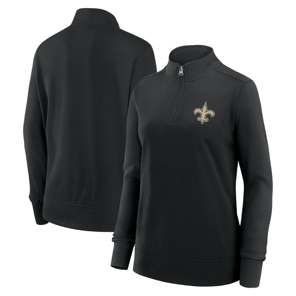 New Orleans Saints Logo Athletic Women's Velocity Quarter-Zip Jacket - Black - NFL