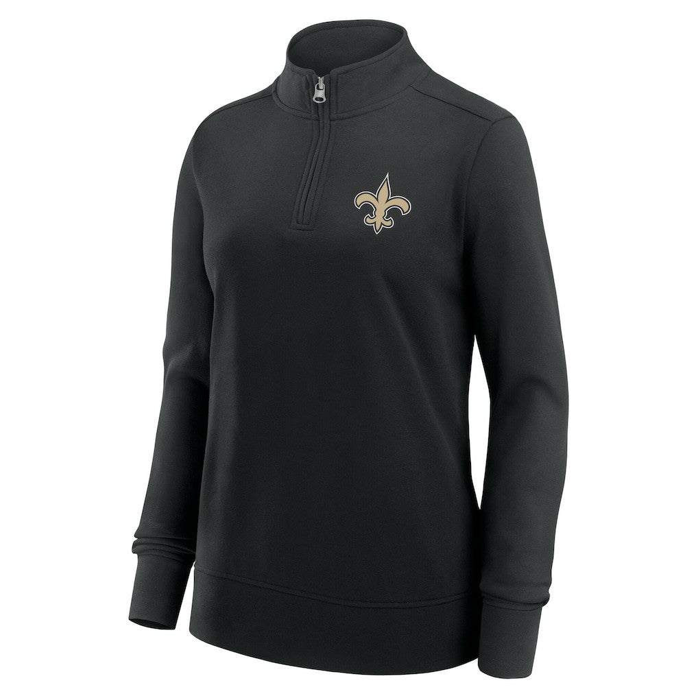 New Orleans Saints Logo Athletic Women's Velocity Quarter-Zip Jacket - Black - NFL