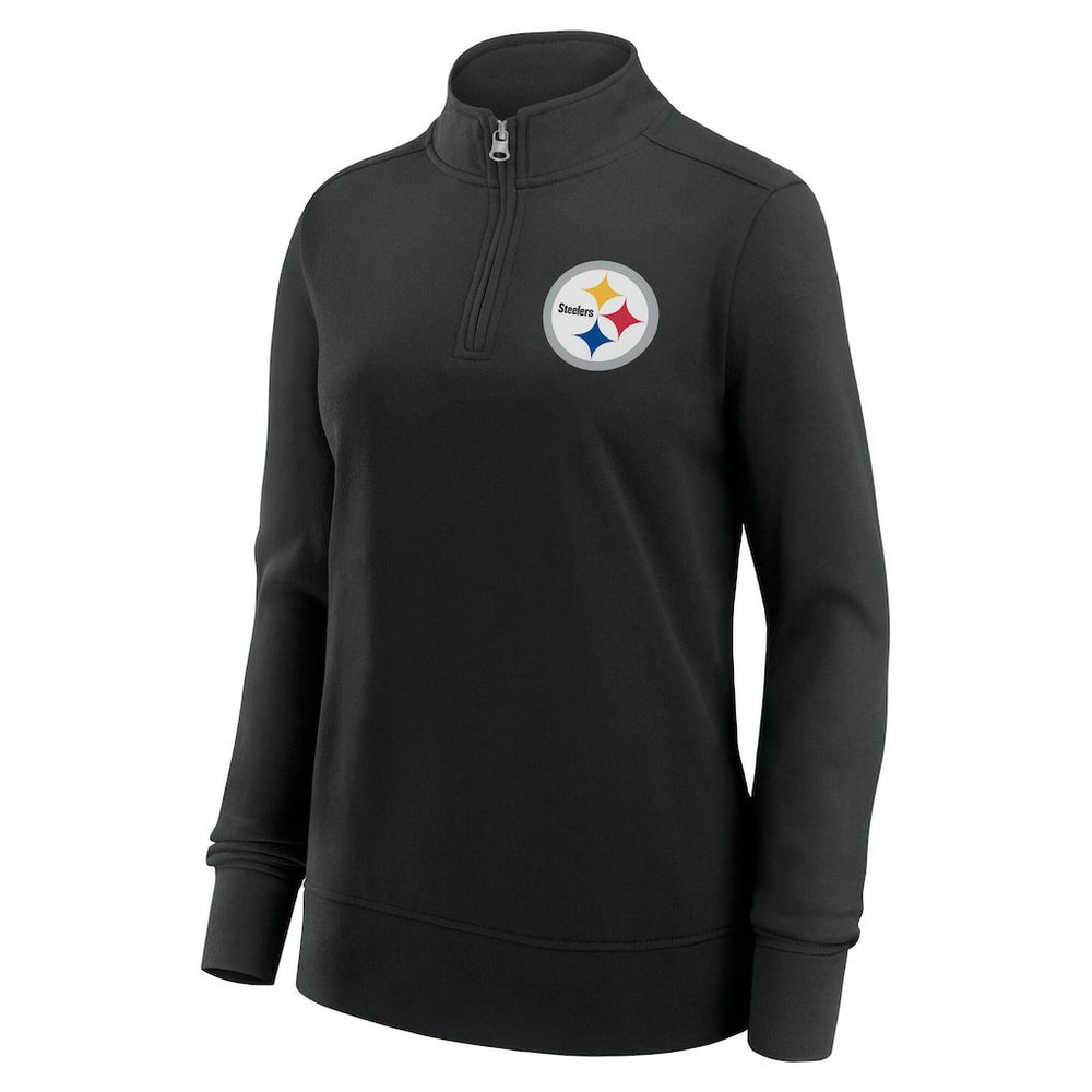 Pittsburgh Steelers Logo Athletic Women's Velocity Quarter-Zip Jacket - Black - NFL