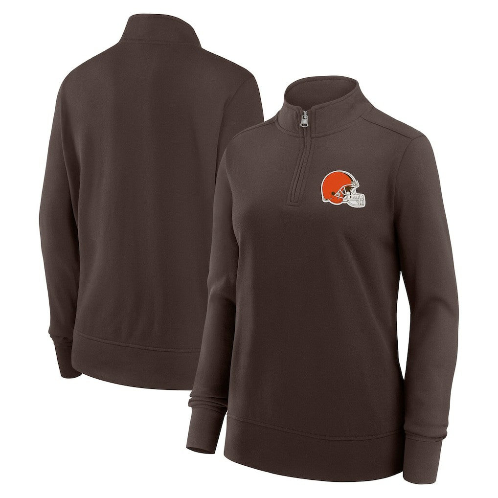 Cleveland Browns Logo Athletic Women's Velocity Quarter-Zip Jacket - Brown - NFL