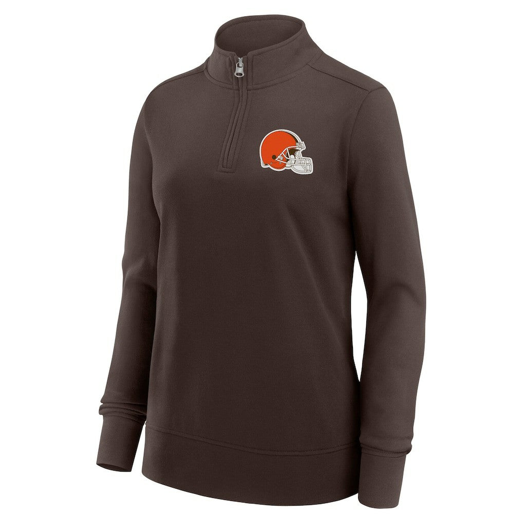 Cleveland Browns Logo Athletic Women's Velocity Quarter-Zip Jacket - Brown - NFL