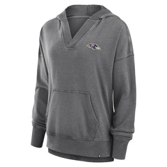 Baltimore Ravens Women's Initiative Snow Wash French Terry V-Neck Pullover Hoodie - Heather Charcoal - Fanatics