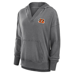 Cincinnati Bengals Women's Initiative Snow Wash French Terry V-Neck Pullover Hoodie - Heather Charcoal - Fanatics