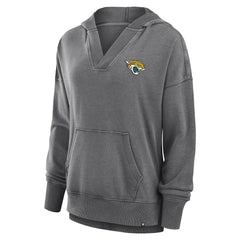 Jacksonville Jaguars Women's Initiative Snow Wash French Terry V-Neck Pullover Hoodie - Heather Charcoal - Fanatics