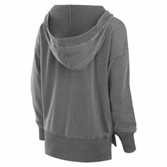 New York Jets Women's Initiative Snow Wash French Terry V-Neck Pullover Hoodie - Heather Charcoal - Fanatics