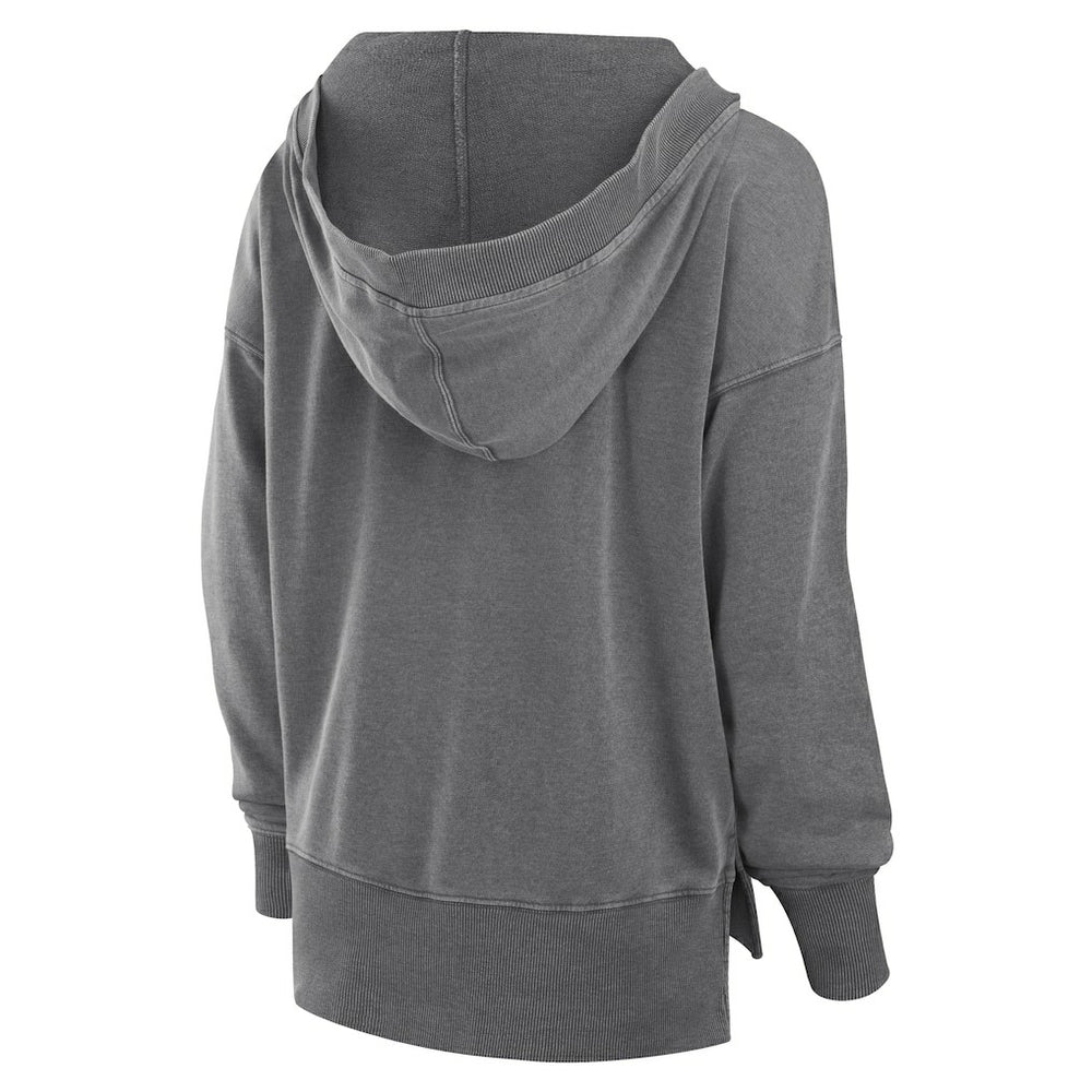 New Orleans Saints Women's Initiative Snow Wash French Terry V-Neck Pullover Hoodie - Heather Charcoal - Fanatics
