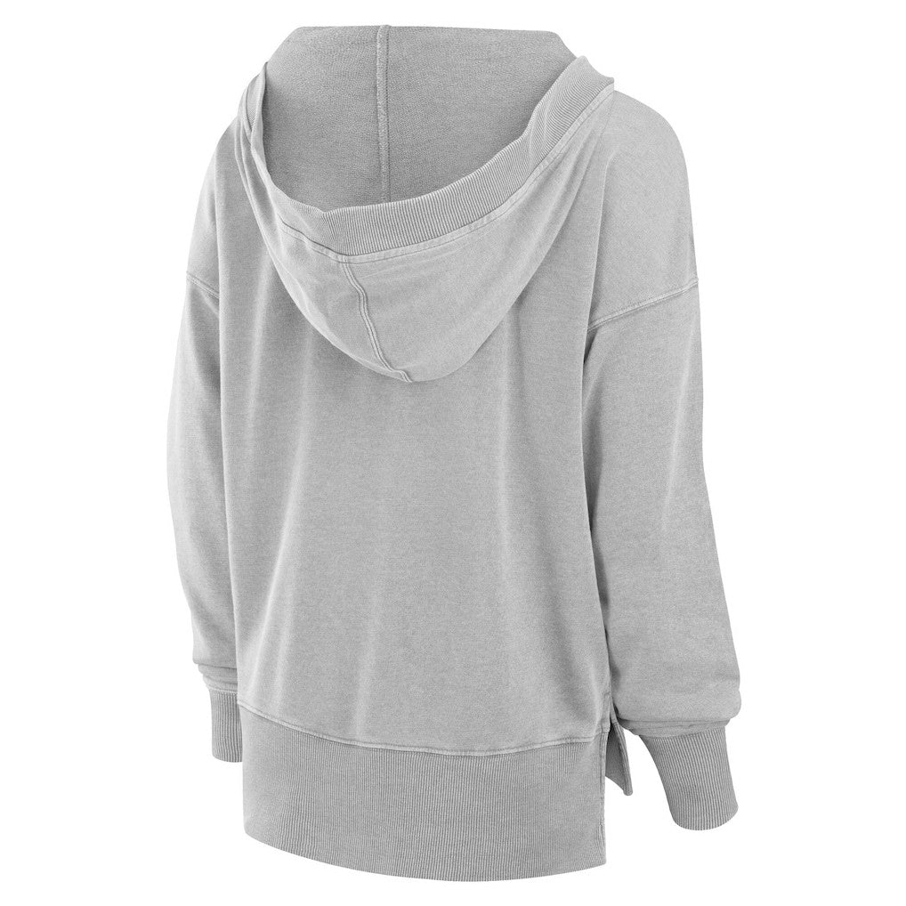 Miami Dolphins Women's Initiative Snow Wash French Terry V-Neck Pullover Hoodie - Heather Gray - Fanatics