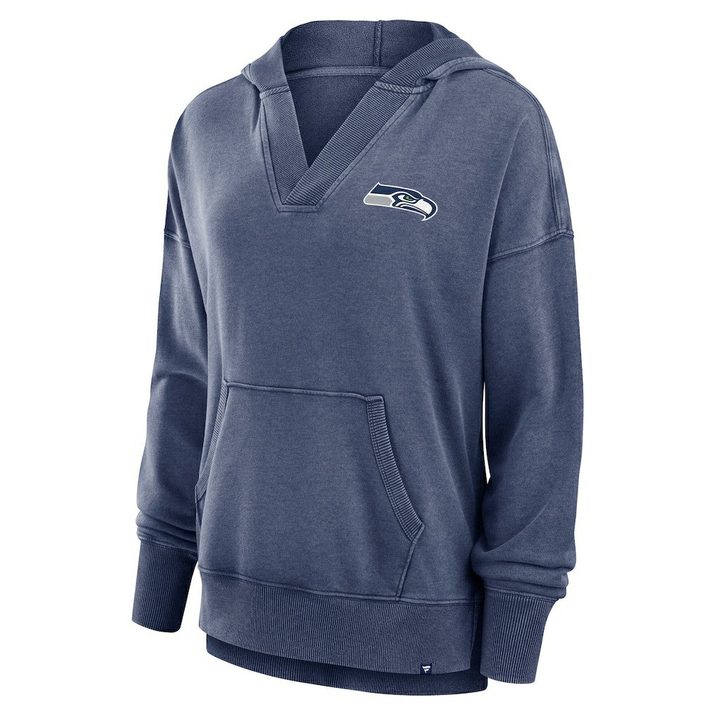Seattle Seahawks Women's Initiative Snow Wash French Terry V-Neck Pullover Hoodie - Heather College Navy - Fanatics