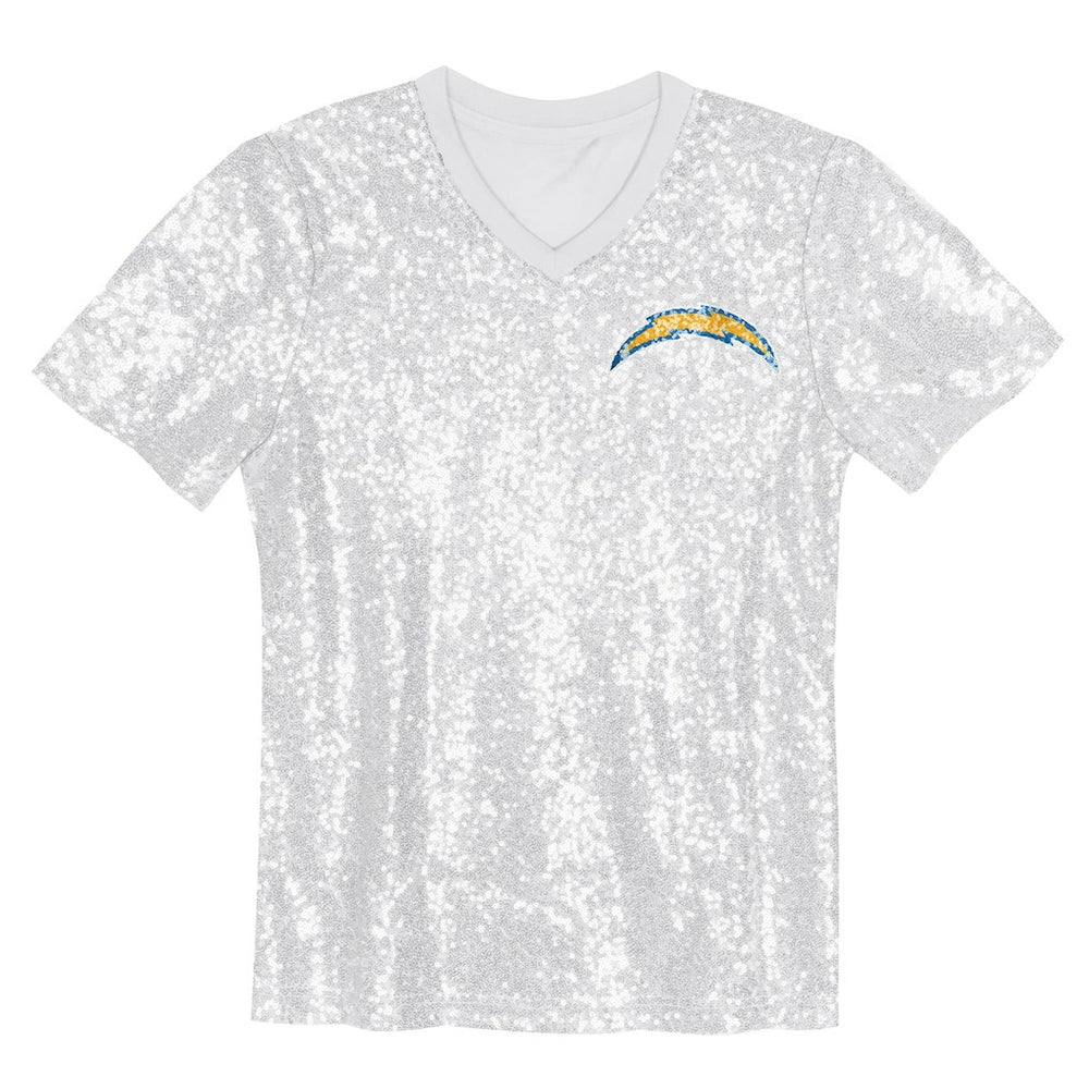 Justin Herbert Los Angeles Chargers Girls Youth Sequin V-Neck Fashion Jersey - Powder Blue - NFL