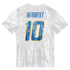 Justin Herbert Los Angeles Chargers Girls Youth Sequin V-Neck Fashion Jersey - Powder Blue - NFL
