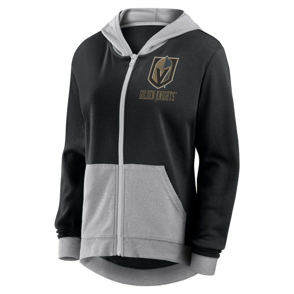 Vegas Golden Knights Logo Athletic Women's Hit It French Terry Full-Zip Hoodie - Black | NHL Lifestyle