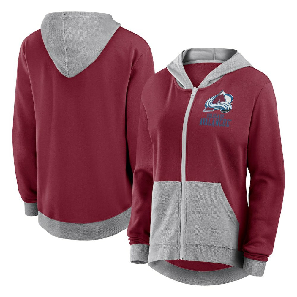 Colorado Avalanche Logo Athletic Women's Hit It French Terry Full-Zip Hoodie - Burgundy | NHL on sale