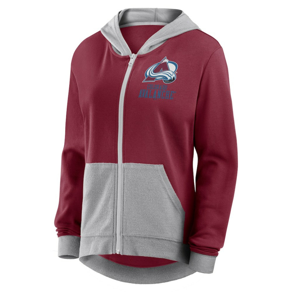Colorado Avalanche Logo Athletic Women's Hit It French Terry Full-Zip Hoodie - Burgundy | NHL on sale