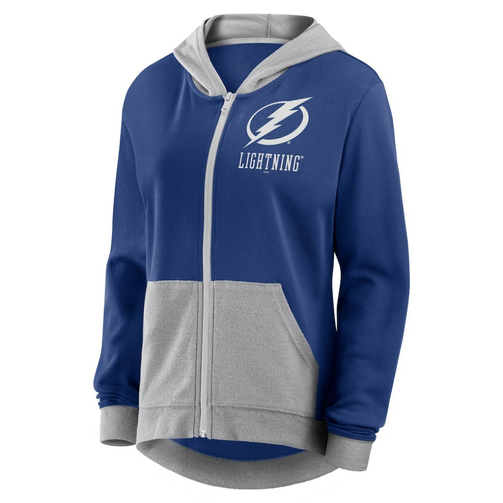 Tampa Bay Lightning Logo Athletic Women's Hit It French Terry Full-Zip Hoodie - Blue | NHL sale