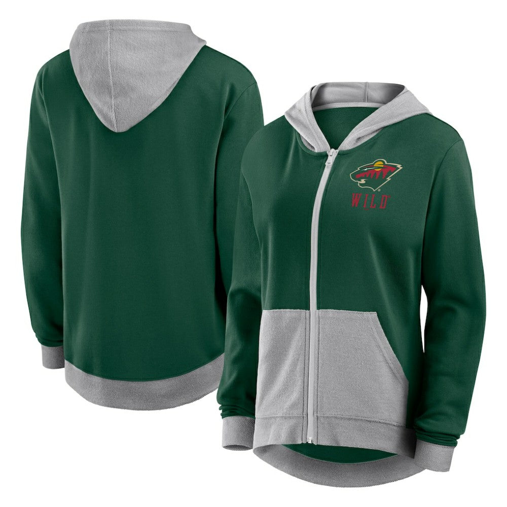 Minnesota Wild Logo Athletic Women's Hit It French Terry Full-Zip Hoodie - Green | NHL online