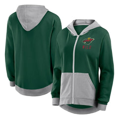 Minnesota Wild Logo Athletic Women's Hit It French Terry Full-Zip Hoodie - Green | NHL online