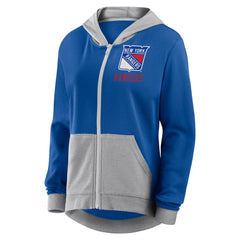 New York Rangers Logo Athletic Women's Hit It French Terry Full-Zip Hoodie - Blue | NHL Lifestyle