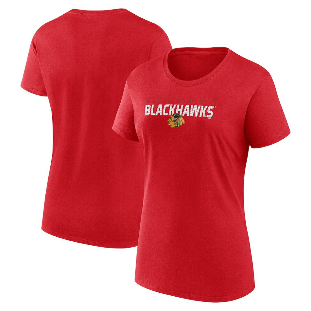 Chicago Blackhawks Logo Athletic Women's Launch Scoop Neck T-Shirt - Red | NHL near me