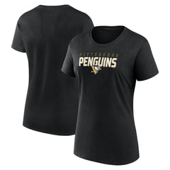 Pittsburgh Penguins Logo Athletic Women's Launch Scoop Neck T-Shirt - Black | NHL Clearance