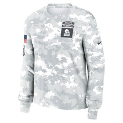 Cleveland Browns Women's 2024 Salute To Service Dri-FIT Long Sleeve T-Shirt - Arctic Camo - Nike
