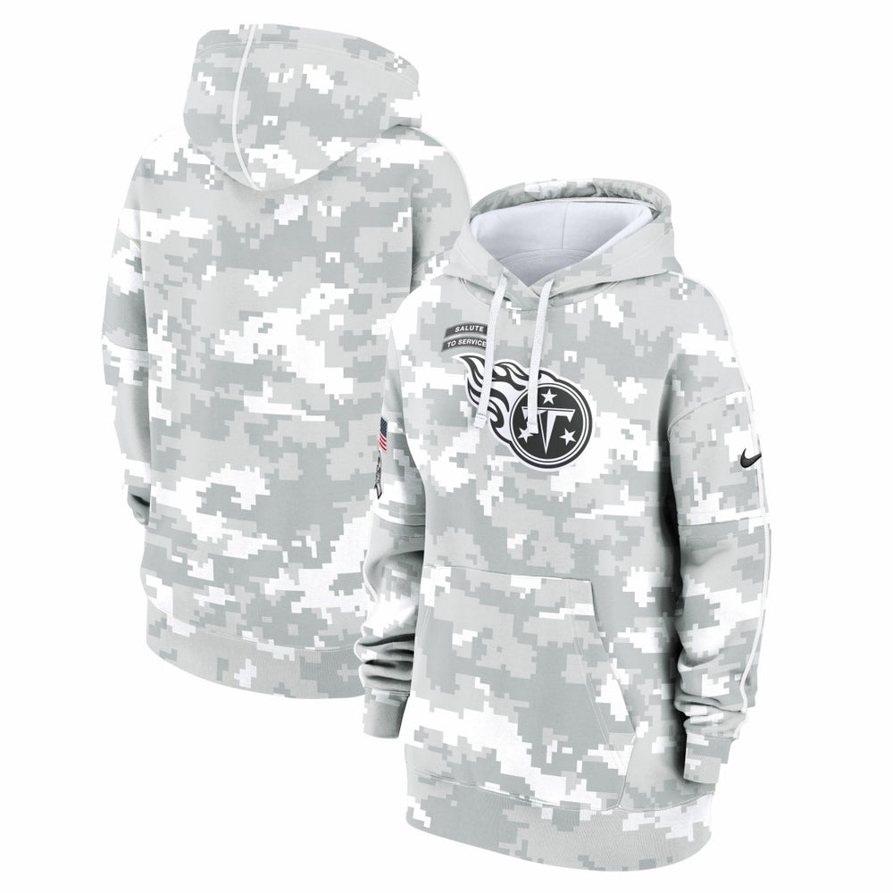 Tennessee Titans Women's 2024 Salute To Service Club Fleece Oversized Pullover Hoodie - Arctic Camo - Nike