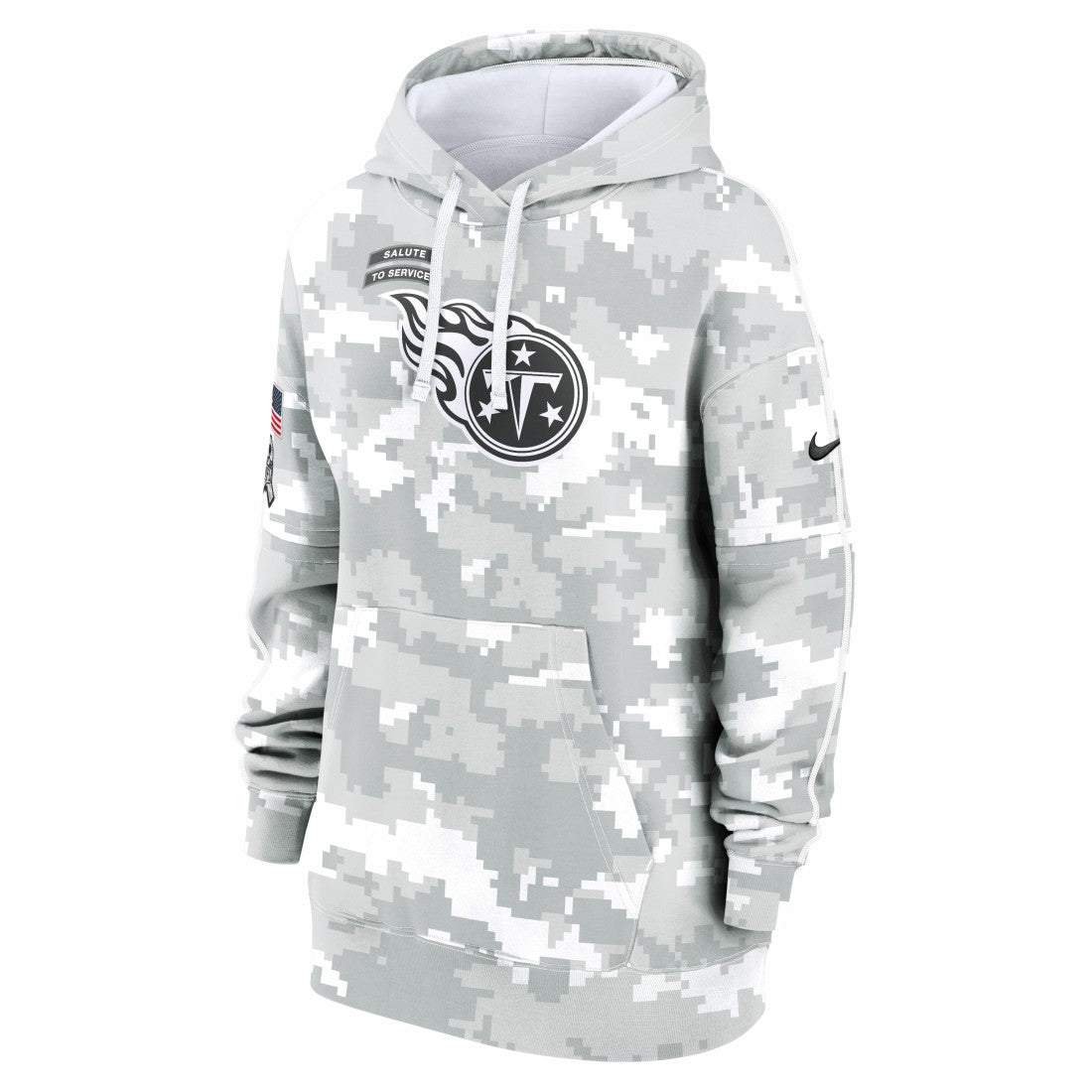 Tennessee Titans Women's 2024 Salute To Service Club Fleece Oversized Pullover Hoodie - Arctic Camo - Nike