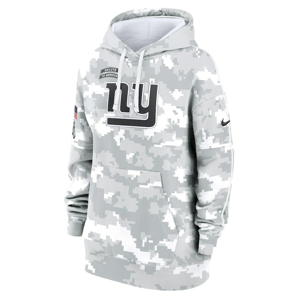 New York Giants Women's 2024 Salute To Service Club Fleece Oversized Pullover Hoodie - Arctic Camo - Nike