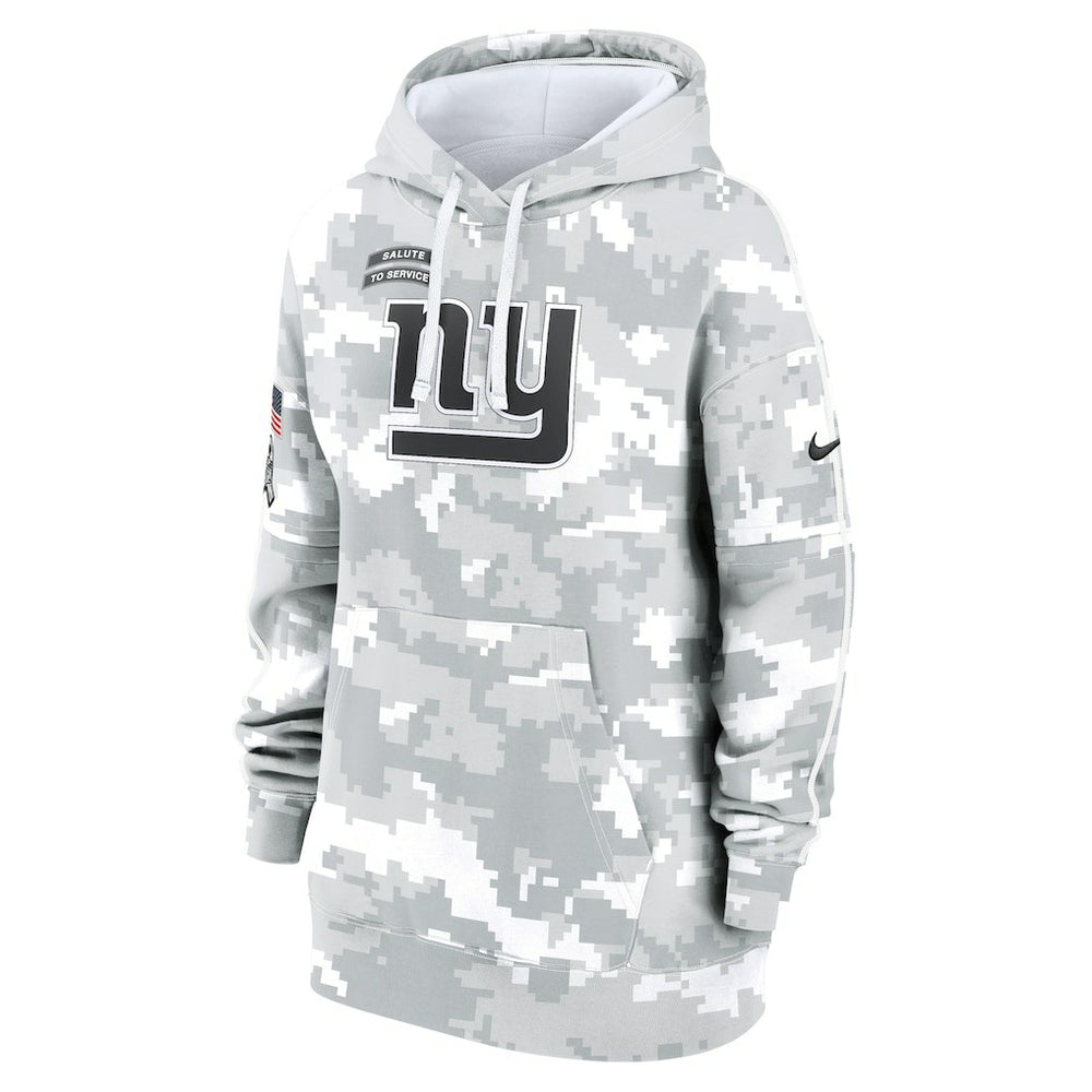 New York Giants Women's 2024 Salute To Service Club Fleece Oversized Pullover Hoodie - Arctic Camo - Nike