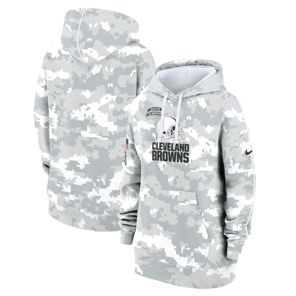Cleveland Browns Women's 2024 Salute To Service Club Fleece Oversized Pullover Hoodie - Arctic Camo - Nike