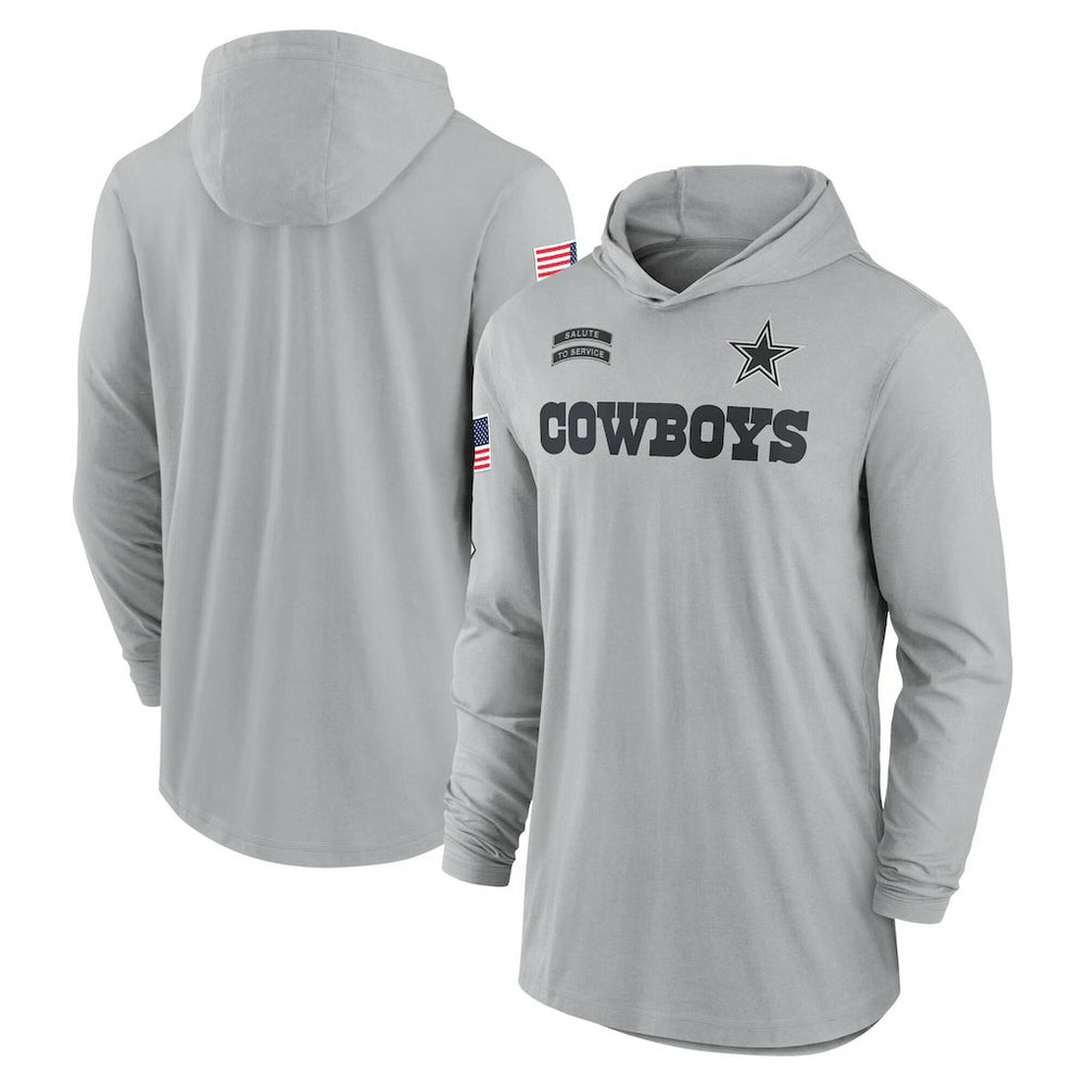 Dallas Cowboys 2024 Salute to Service Lightweight Dri-FIT Long Sleeve Hoodie T-Shirt - Gray - Nike