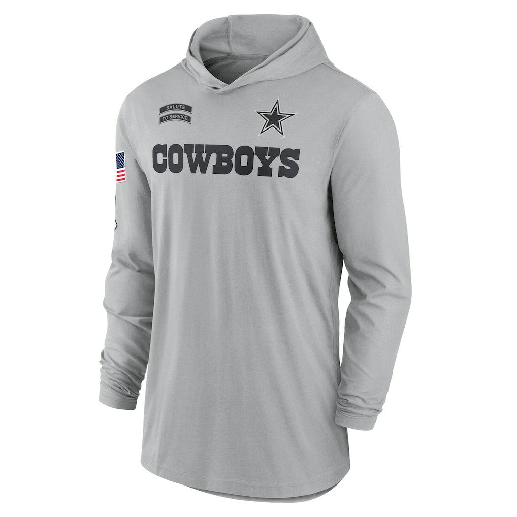 Dallas Cowboys 2024 Salute to Service Lightweight Dri-FIT Long Sleeve Hoodie T-Shirt - Gray - Nike
