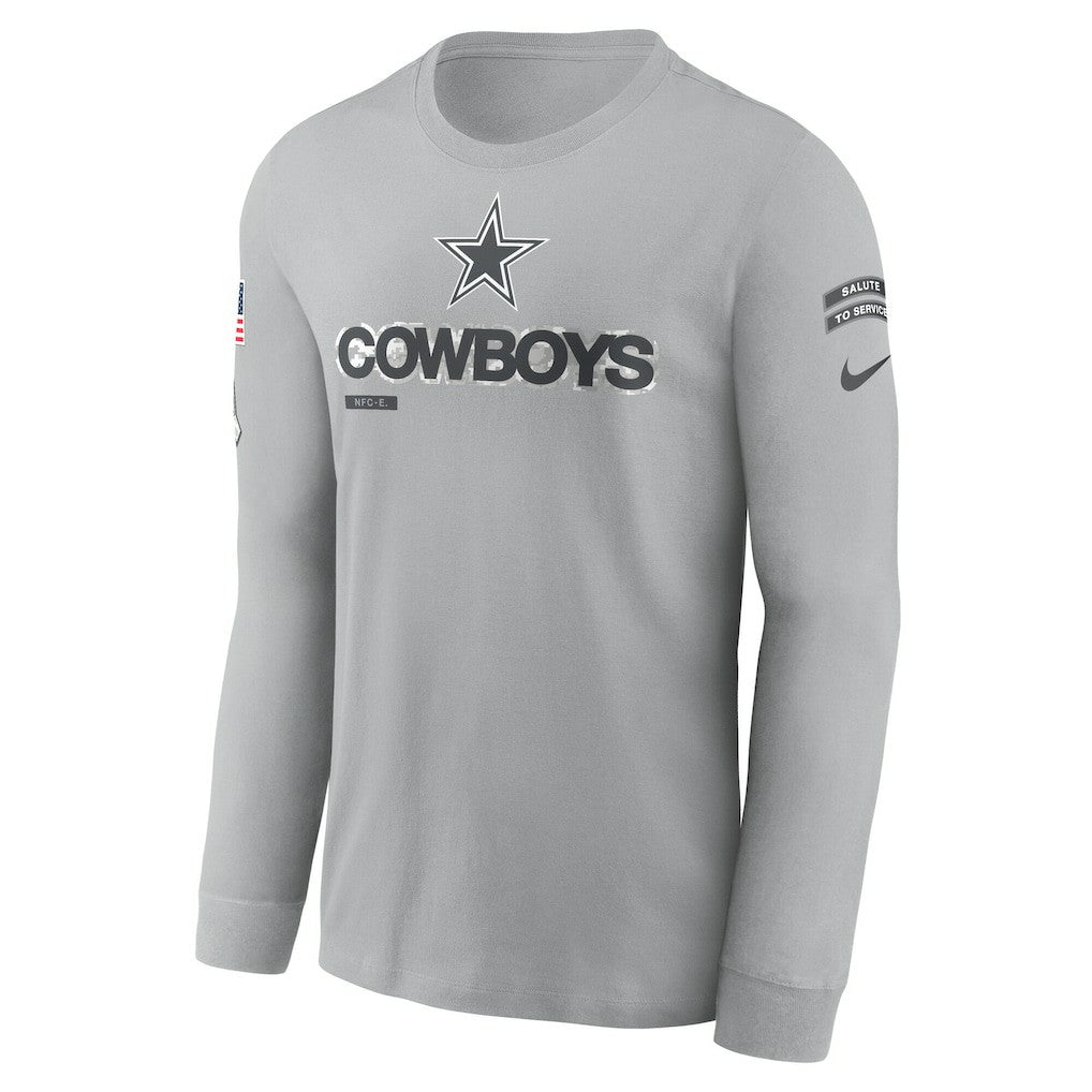 Dallas Cowboys 2024 Salute To Service Long Sleeve T-Shirt - Gray - Nike