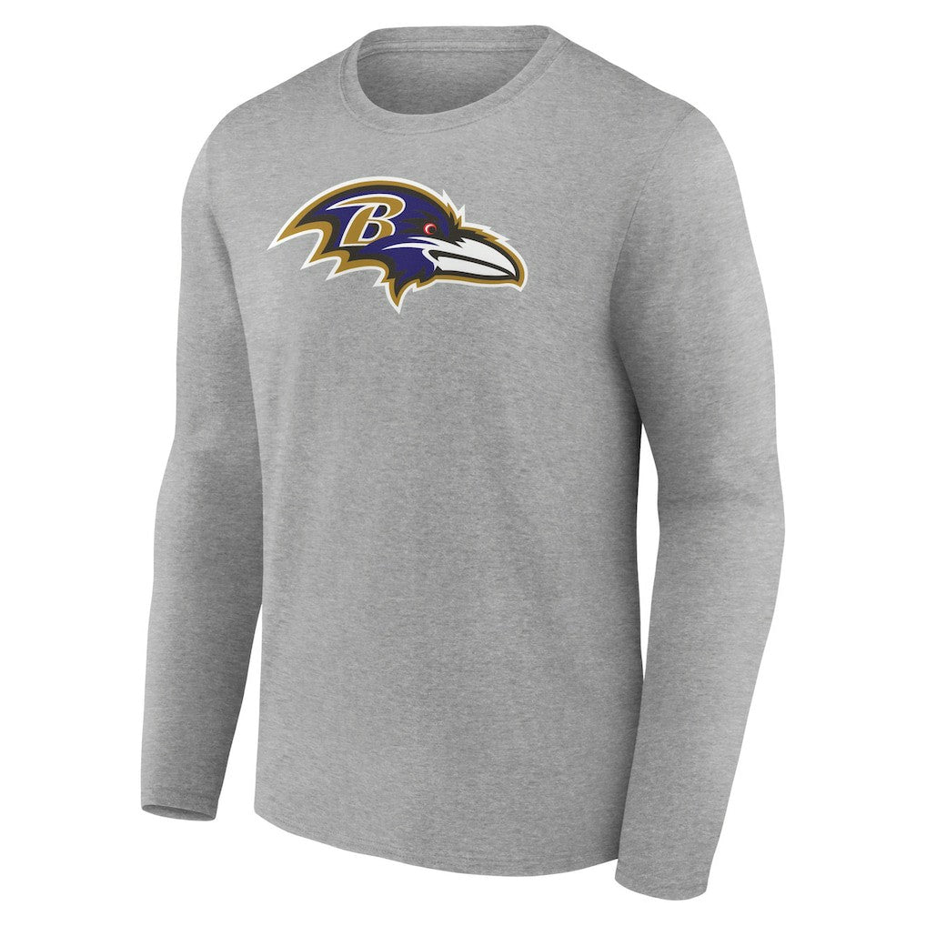 Lamar Jackson Baltimore Ravens Icon Player Name & Number Long Sleeve T-Shirt - Gray - NFL