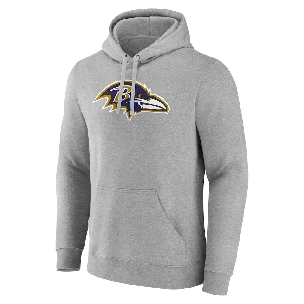 Lamar Jackson Baltimore Ravens Icon Player Name & Number Pullover Hoodie - Gray - NFL