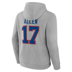 Josh Allen Buffalo Bills Icon Player Name & Number Pullover Hoodie - Gray - NFL
