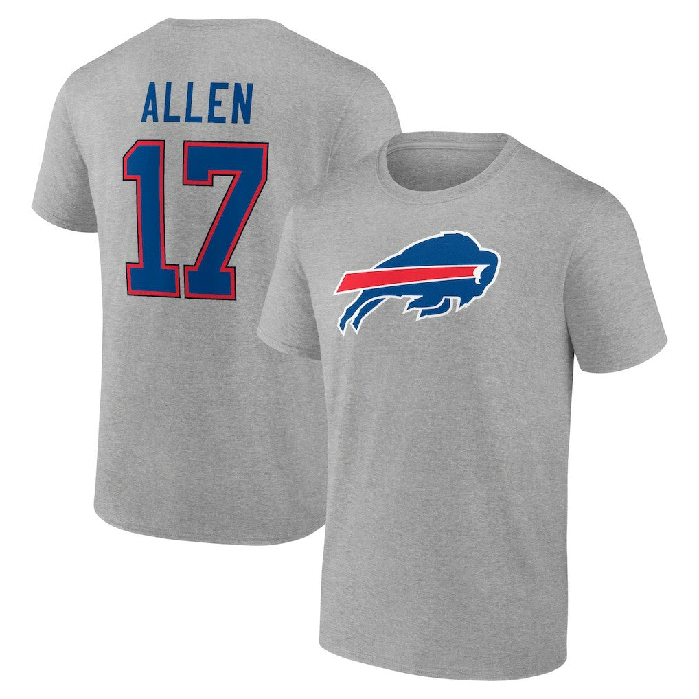 Josh Allen Buffalo Bills Icon Player Name & Number T-Shirt - Gray - NFL