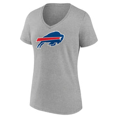 Josh Allen Buffalo Bills Women's Icon Player Name & Number V-Neck T-Shirt - Gray - NFL