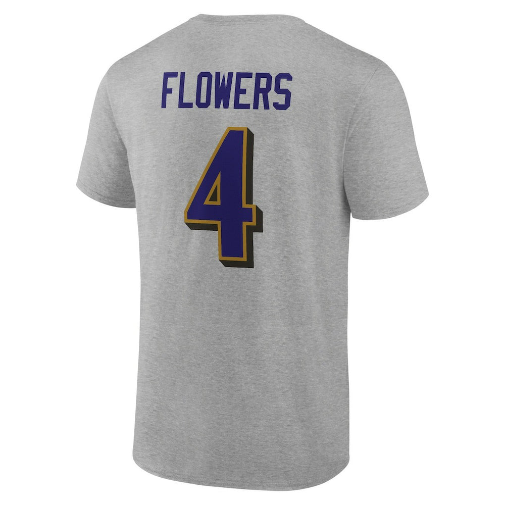 Zay Flowers Baltimore Ravens Icon Player Name & Number T-Shirt - Gray - NFL